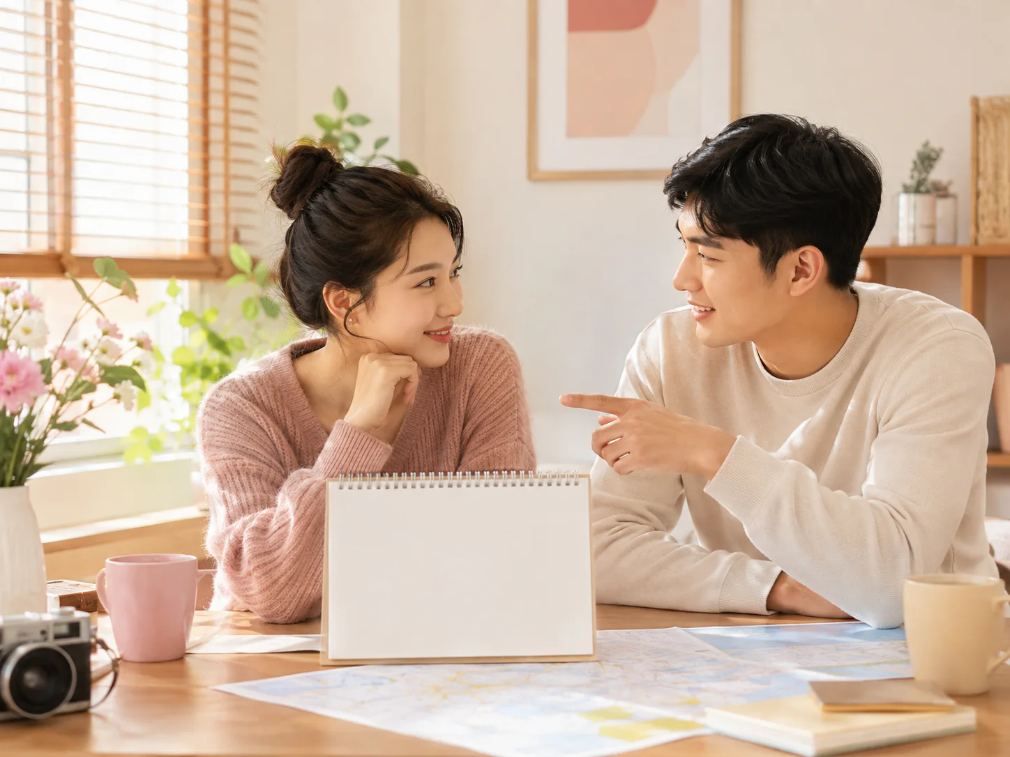 一对年轻恋人共同规划未来